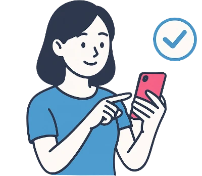 スマートフォンを操作している女性のイラスト