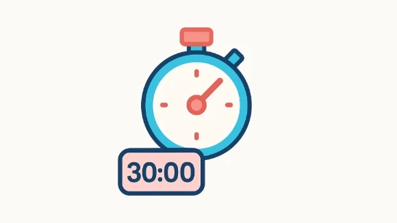 ストップウォッチと30分のタイマー表示のイラスト