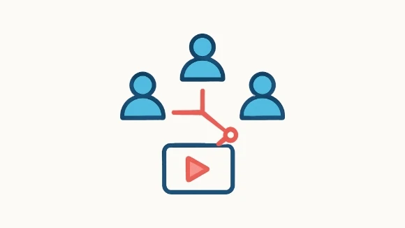 複数人で動画を共有しているイメージのイラスト