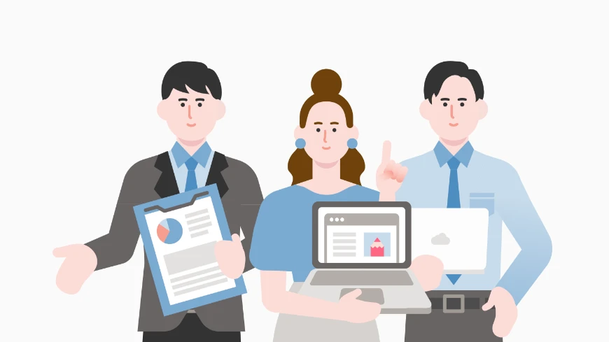 チームで協力しているイラスト